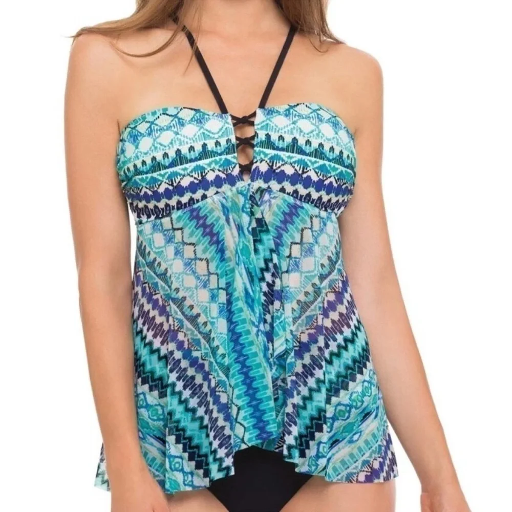 Profile by Gottex Flyaway Tankini Top size 10 NWT
